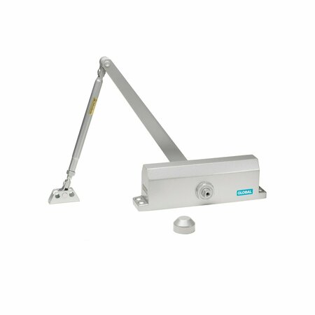 GLOBAL DOOR CONTROLS Commercial Door Closer with Standard Arm Bracket in Aluminum - Size 4 TC2204-AL